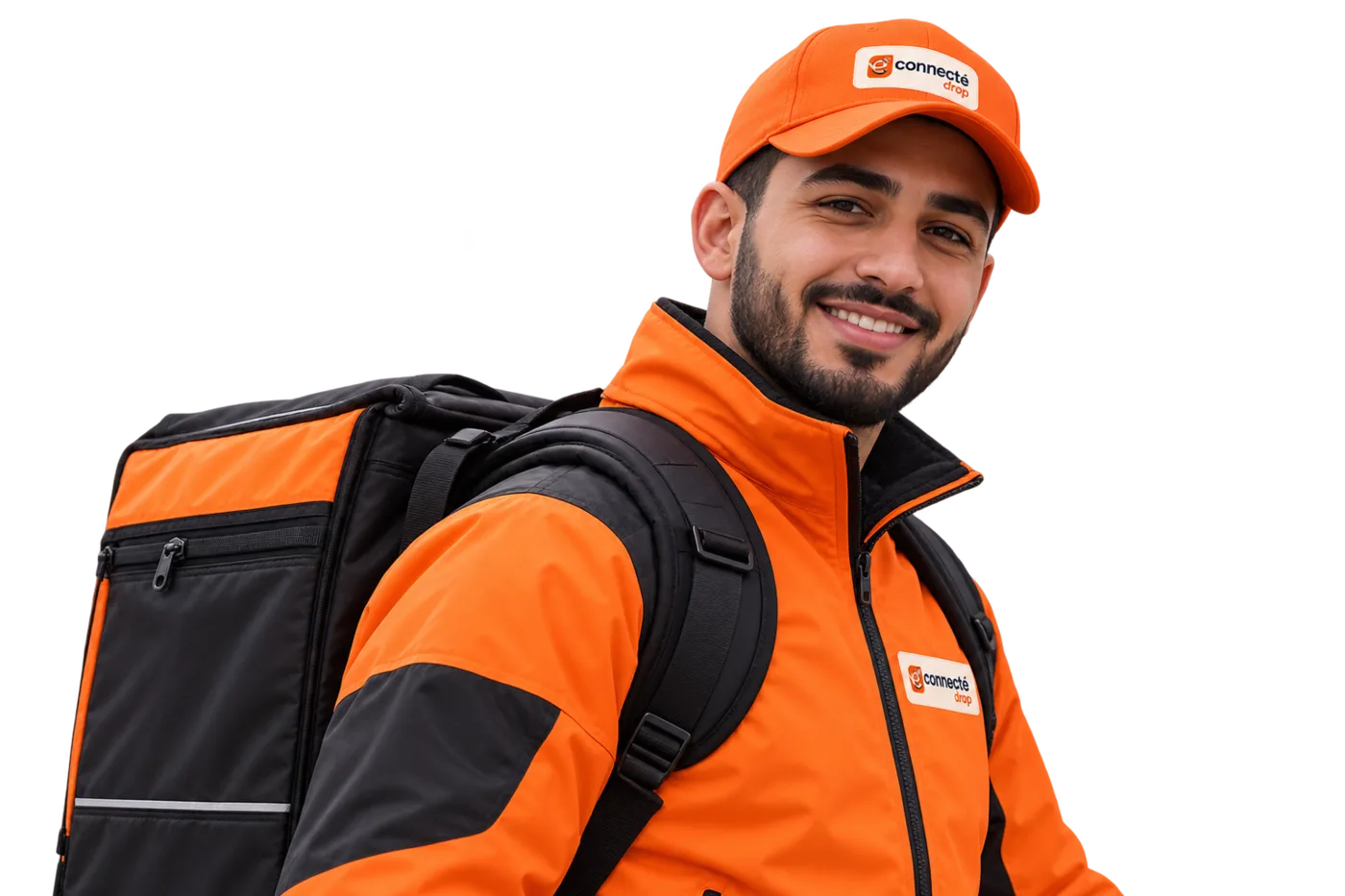 Coursier E-connecte Drop souriant